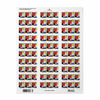 Étiquette Mondrian Peinture Rouge Plane Jaune Noir Gris Bleu