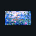Étiquette Monet Pink Water Lys<br><div class="desc">Étiquettes de adresse de nénuphars rose Monet avec de belles nénuphars roses flottant dans un étang bleu calme avec des nénuphars. Un grand cadeau Monet pour les amateurs d'impressionnisme et d'art français. Impressionnisme nature serein avec de belles fleurs et paysage d'étang pittoresque.</div>