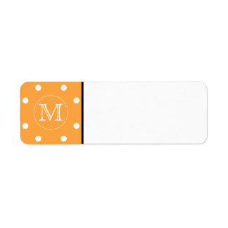 Étiquette Mongram de Custom. Orange et blanc Polka Dot.