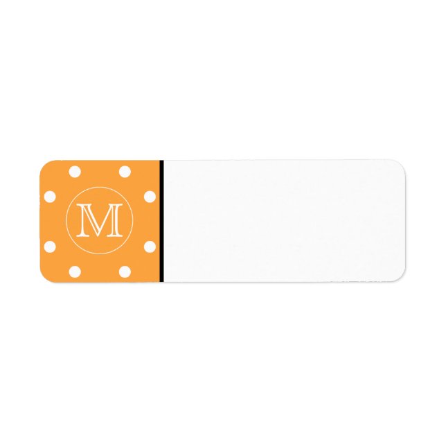 Étiquette Mongram de Custom. Orange et blanc Polka Dot. (Devant)