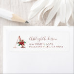 Étiquette Monogram A Christmas Rose Gold Adresse de retour<br><div class="desc">Ce design festif de vacances comprend la lettre initiale monogramme "A" en police serif en faux feuille d'or rose, ornée d'un dessin rouge et vert d'un poinsettia. Personnalisez-le avec votre nom dans un élégant script d'écriture rose foncé et votre adresse dans la police serif. Idéal pour vos besoins d'envoi de...</div>