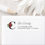 Étiquette Monogram C Christmas Poinsettia Adresse de retour<br><div class="desc">Ce design festif de vacances comprend la lettre initiale monogramme "C" en caractères serif noir, décorée d'un dessin rouge et vert d'un poinsettia. Personnalisez-le avec votre nom dans un élégant script d'écriture manuscrite et votre adresse dans la police serif. Idéal pour vos besoins d'envoi de cartes de Noël. Si votre...</div>