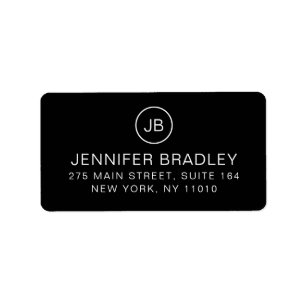 Étiquette Monogram Chic Nom personnalisé Adresse de retour