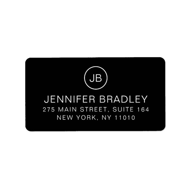 Étiquette Monogram Chic Nom personnalisé Adresse de retour (Devant)