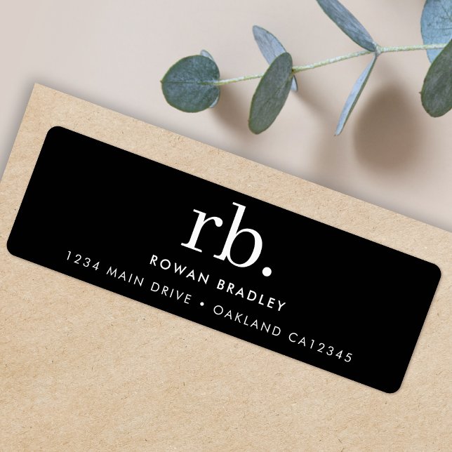 Étiquette Monogram Classic Elegant Minimum Black and White (A stylish monogram label perfect for small business mailing or one-of-a-kind personal stationery)