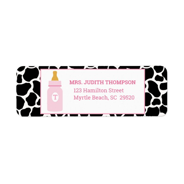 Étiquette Monogram Pink Cowprint Milk a Holic Address Label (Devant)