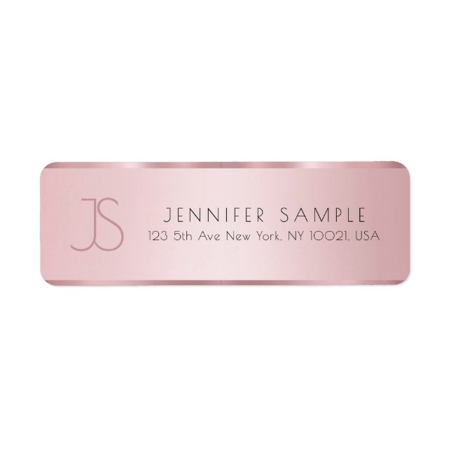 Étiquette Monogram Rose Gold Elegant Adresse de retour (Devant)