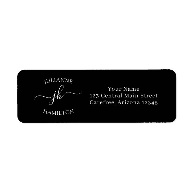 Étiquette Monogramme Adresse de Retour Simple Moderne (Devant)