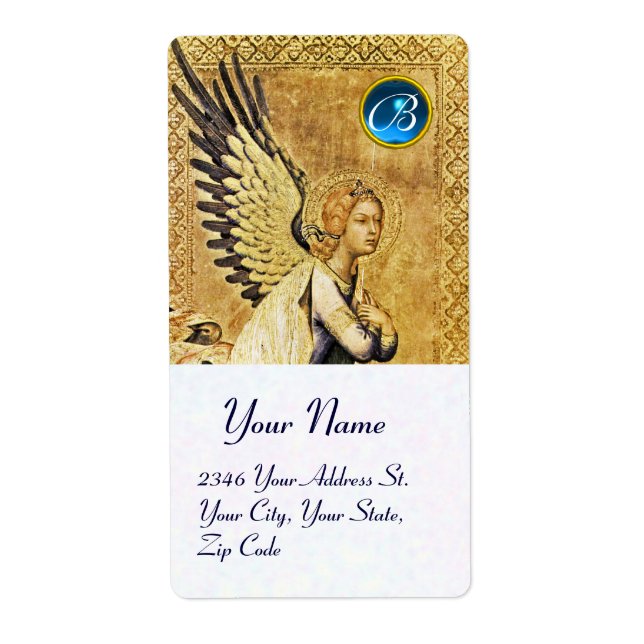 Étiquette MONOGRAMME ANGEL ANNONCIÉ, Sapphire Bleu (Devant)