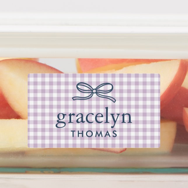 Étiquette Monogramme Arc-en-ciel Gingham (Apposé)