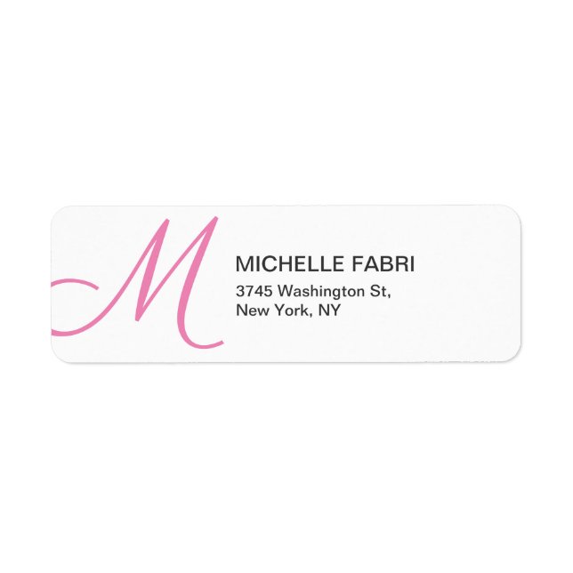 Étiquette Monogramme blanc feminin Pink (Devant)