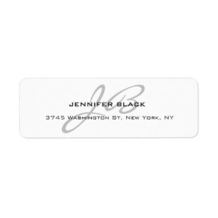 Étiquette Monogramme blanc gris couleur plaine minimaliste m