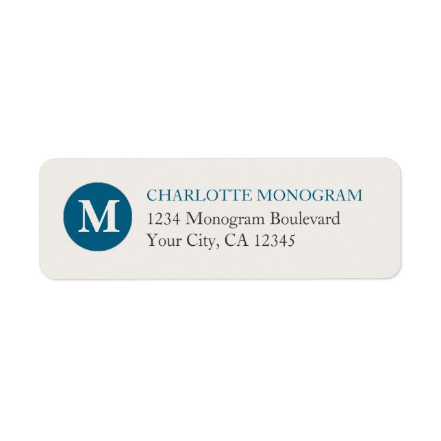 Étiquette Monogramme bleu et crème (Devant)