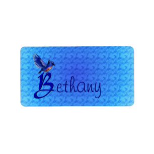 Étiquette Monogramme Bluebird Initiale B Personnalisé