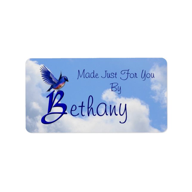 Étiquette Monogramme Bluebird Initiale B Personnalisé Fait M (Devant)