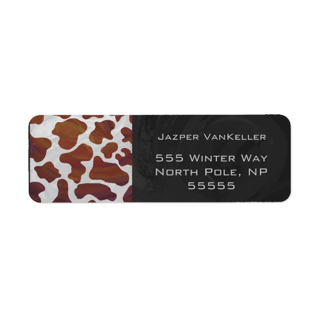 Étiquette Monogramme Brown et blanc de vache (Devant)