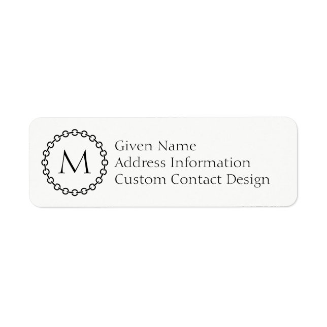 Étiquette Monogramme Cercle Cercle de liaison de chaîne noir (Devant)