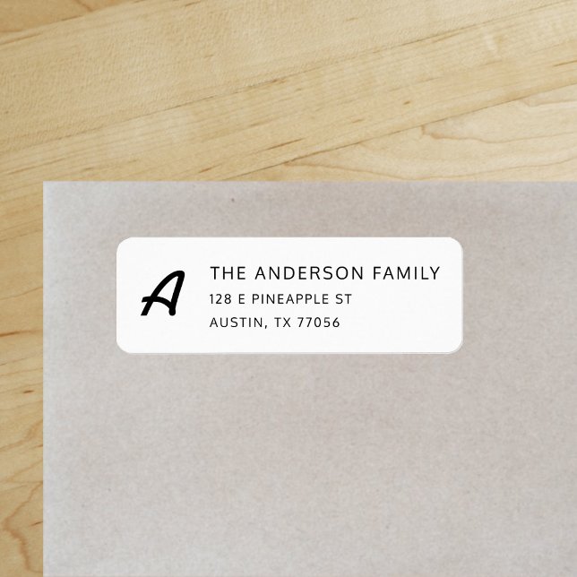 Étiquette Monogramme Chic + Nom de famille personnalisé Adre ("Everyday is abundantly beautiful." 
Sincerely Best Wishes from Lucky Design World)