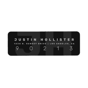Étiquette Monogramme cool moderne   Dark Grays Adresse de re