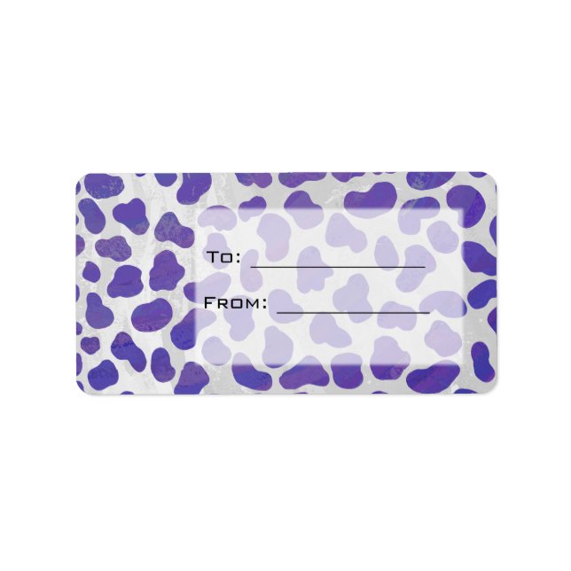 Étiquette Monogramme Dalmatien violet et blanc (Devant)