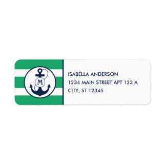 Étiquette Monogramme d'Ancre marine verte