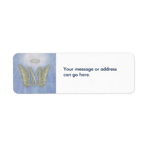 Étiquette Monogramme d'ange de la lettre M