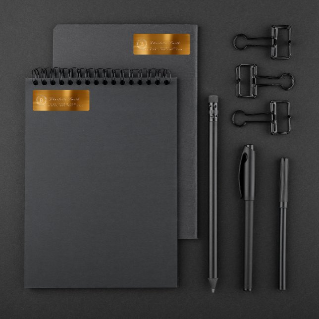 Étiquette Monogramme dans Laurel Wreath Gold Adresse de reto (Créateur téléchargé)