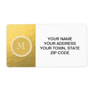 Étiquette Monogramme d'arrière - plan de feuille d'or de