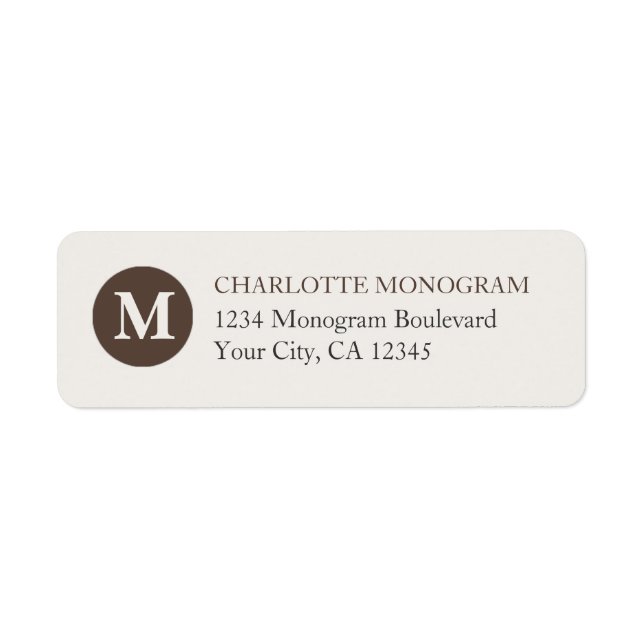 Étiquette Monogramme de chocolat et de crème (Devant)