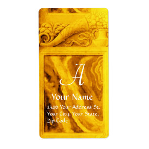 Étiquette MONOGRAMME DE CORNUCOPIE, jaune or clair