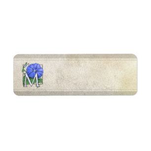Étiquette Monogramme de fleur de gloire de matin