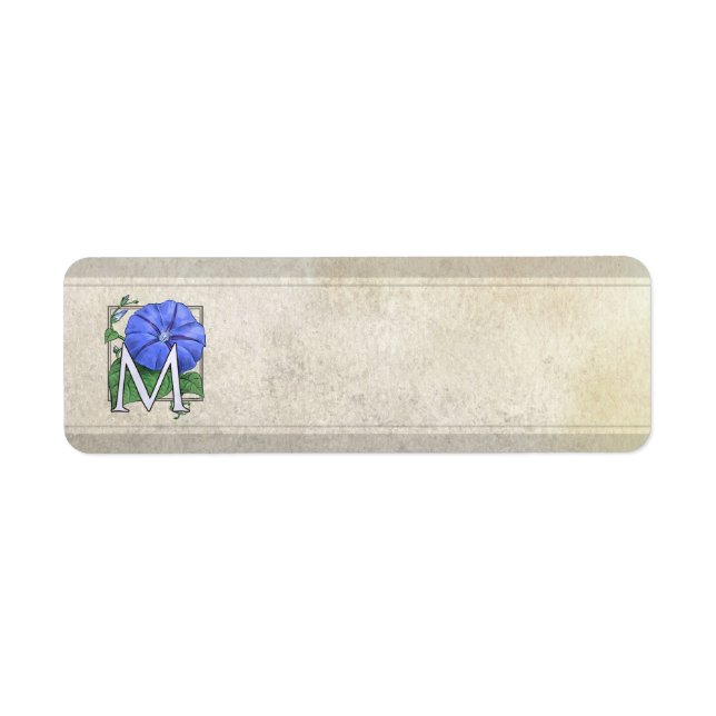 Étiquette Monogramme de fleur du matin (Devant)