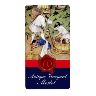 ÉTIQUETTE MONOGRAMME DE GRAINE ANTIQUE VINEYARD HARVEST WAX