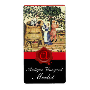 ÉTIQUETTE MONOGRAMME DE GRAINE ANTIQUE VINEYARD HARVEST WAX