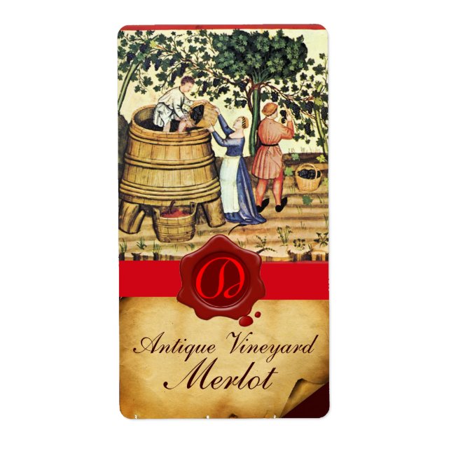 ÉTIQUETTE MONOGRAMME DE GRAINE ANTIQUE VINEYARD HARVEST WAX  (Devant)