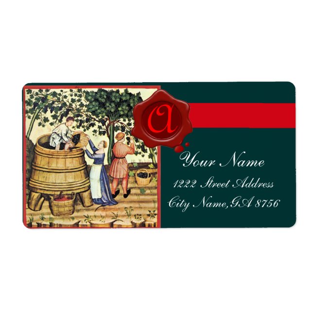 ÉTIQUETTE MONOGRAMME DE GRAINE ANTIQUE VINEYARD HARVEST WAX  (Devant)
