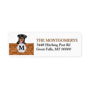 Étiquette Monogramme de mur de briques Rottweiler Adresse de