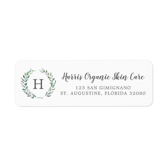 Étiquette Monogramme de papeterie d'affaires de verdure rust (Devant)