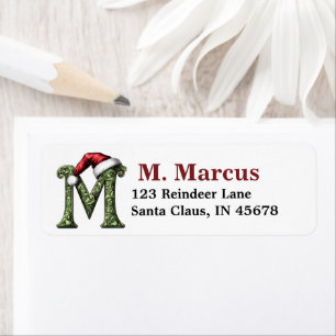 Étiquette Monogramme de Santa Hat