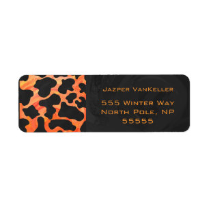 Étiquette Monogramme de zèbre orange et noir