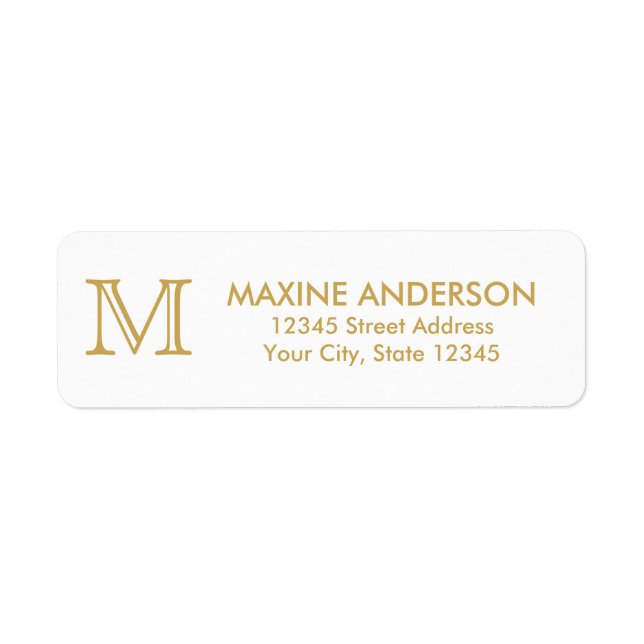 Étiquette Monogramme d'or Faux classique moderne (Devant)