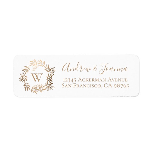 Étiquette Monogramme doré personnalisé élégant moderne (Devant)