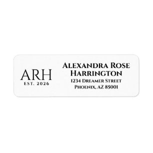 Étiquette Monogramme Élégant à Trois Lettres pour Adresse de