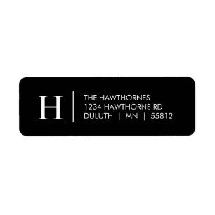 Étiquette Monogramme Élégant Noir et Blanc Moderne Adresse d