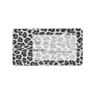 Étiquette Monogramme Empreinte de léopard noir et blanc