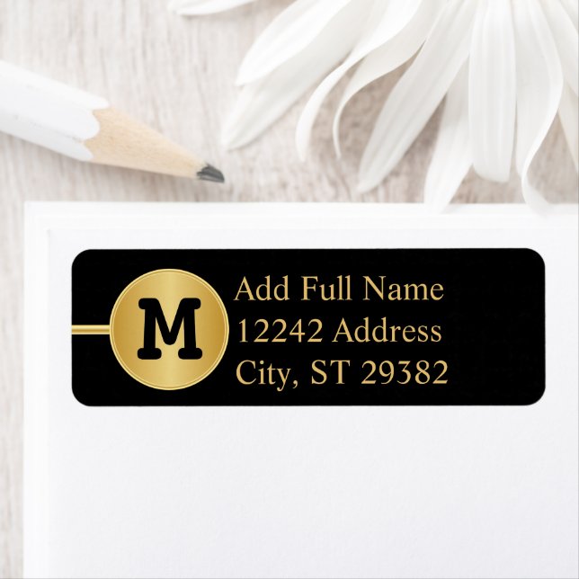 Étiquette Monogramme en or et noir (En situation)