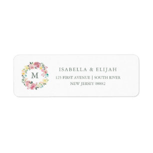 Étiquette Monogramme floral de l'amour de rose heureux
