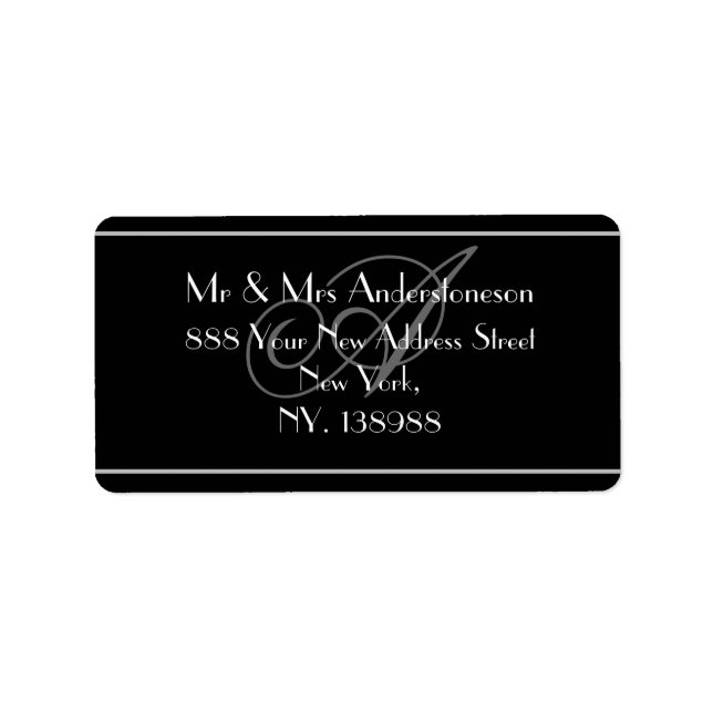 Étiquette Monogramme Gris Clair Noir et Blanc Retour de Mari (Devant)