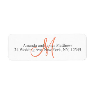 Étiquette Monogramme gris corail pour Mariages