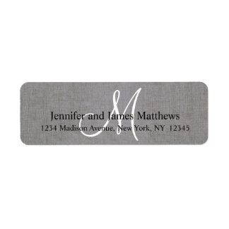 Étiquette Monogramme gris lin rustique pour Mariages